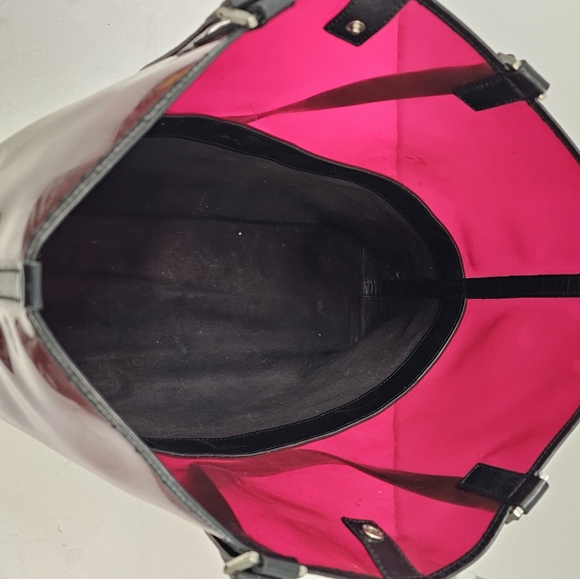 BURBERRY Nova Check Tote Bag Coated Canvas Vinyl Beige Red - Picture 11 of 16